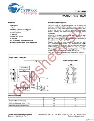 CY7C197N-25PXC datasheet  