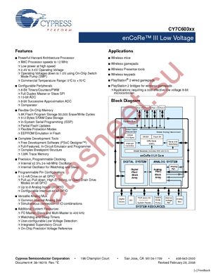 CY7C60323-PVXC datasheet  