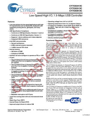 CY7C63413C-PVXCT datasheet  