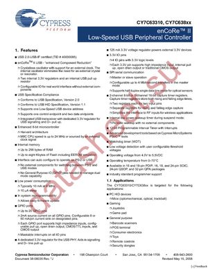 CY7C63803-SXCT datasheet  