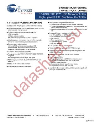 CY7C68013A-100AXC datasheet  