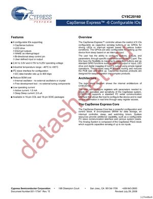CY8C20160-LDX2I datasheet  