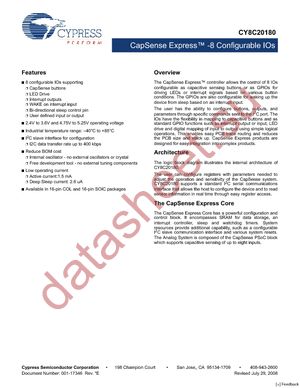 CY8C20180-LDX2I datasheet  
