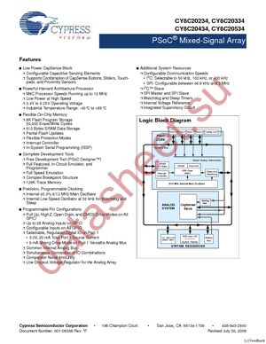 CY8C20534-12PVXI datasheet  