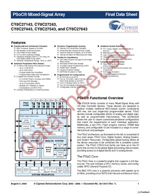 CY8C27243-12PVXE datasheet  