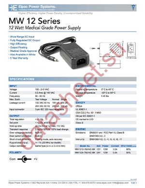 MW1212-760-NC-WH datasheet  