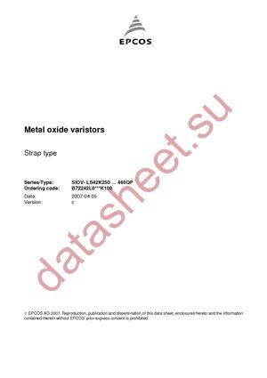 B72242L421K102V57 datasheet  