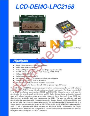 LCD-DEMO-LPC2158 datasheet  