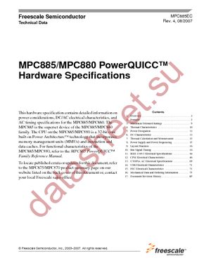 KMPC885CZP133 datasheet  