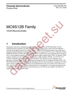 MC9S12B256MFUE datasheet  