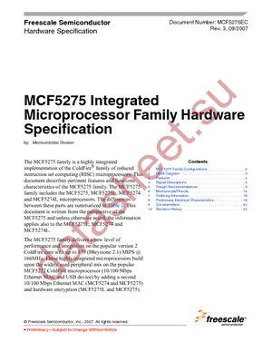 MCF5274CVM166 datasheet  