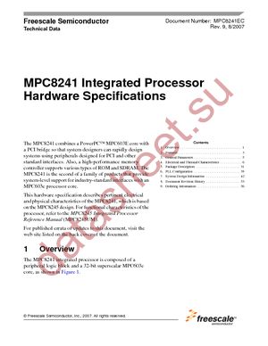MPC8241LZQ166D datasheet  