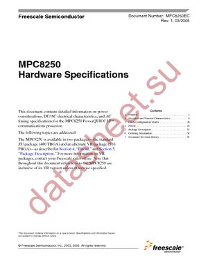 MPC8250ACVVMHBC datasheet  