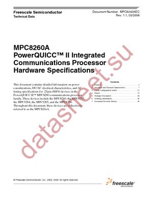 MPC8264ACVVMIBB datasheet  