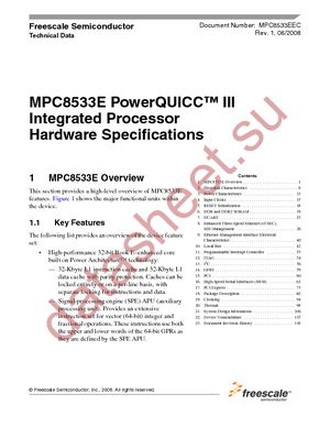 MPC8533EVTAQG datasheet  
