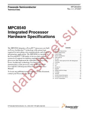 MPC8540CPX667JB datasheet  