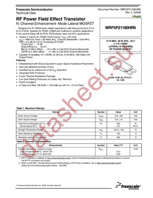 MRF5P21180HR6 datasheet  