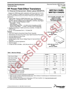 MRF7S21170HR3 datasheet  