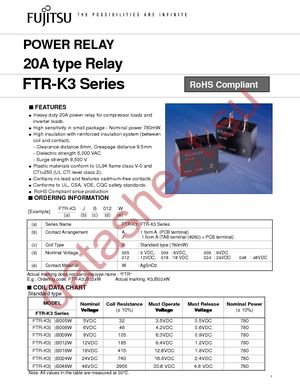 FTR-K3JB018W datasheet  