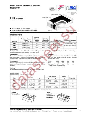 HR0805F200MKT datasheet  