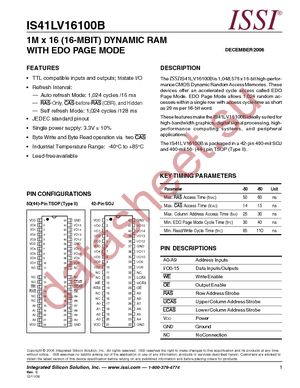 IS41LV16100B-50K datasheet  