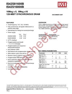 IS42S16800B-7TLI-TR datasheet  