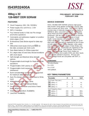 IS43R32400A-6B-TR datasheet  