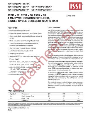 IS61LPS12836A-200TQI-TR datasheet  