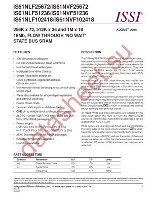 IS61NLF51236-7.5TQI-TR datasheet  