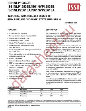 IS61NLP12836B-200B2LI datasheet  