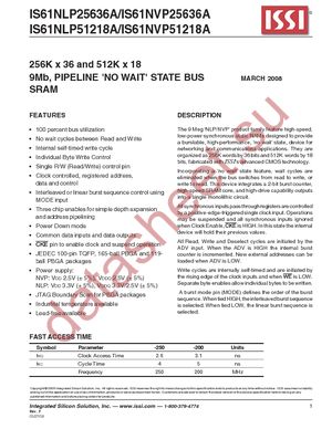 IS61NVP25636A-200TQLI datasheet  