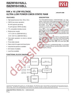 IS62WV6416BLL-55TLI-TR datasheet  