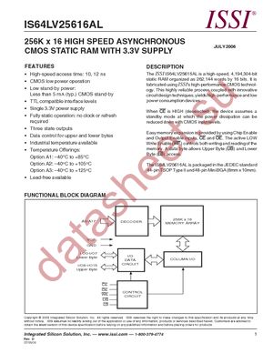 IS64LV25616AL-12TA3-TR datasheet  