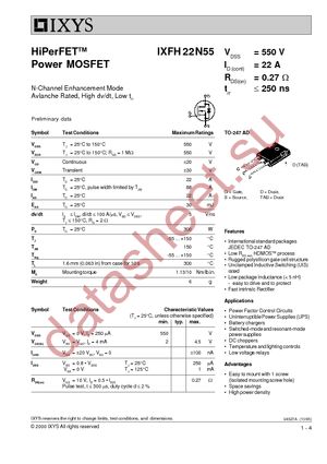 IXFH22N55 datasheet  