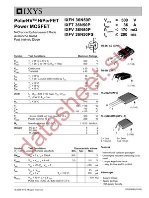 IXFV36N50P datasheet  