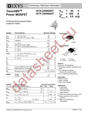 IXTP200N085T datasheet  