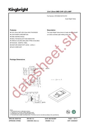 APHCM2012SYCK-F01 datasheet  