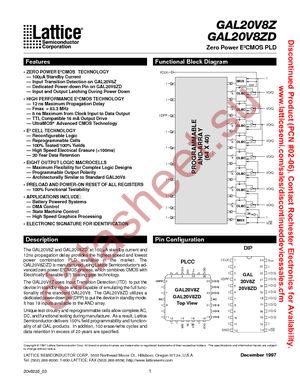 GAL20V8Z-15QP datasheet  