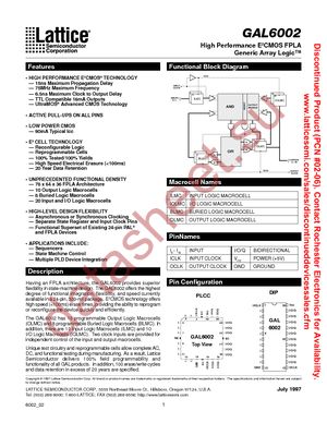 GAL6002B-20LP datasheet  