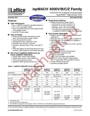 LC4384B-75FT256I datasheet  