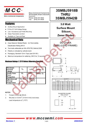 3SMBJ5927B-TP datasheet  