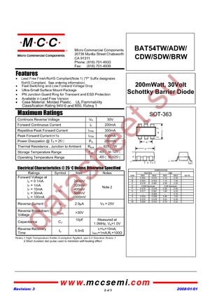 BAT54SDW-T datasheet  