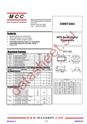 DMMT3904-T datasheet  