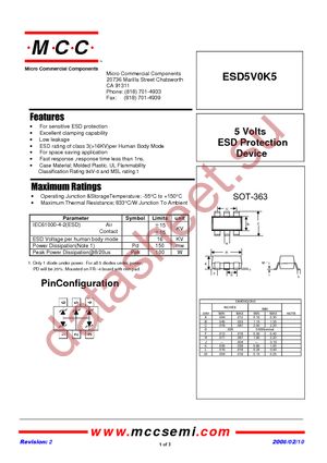 ESD5V0K5-TP datasheet  