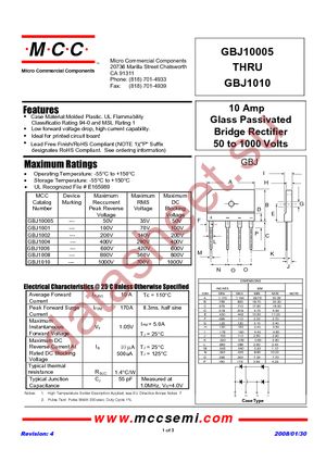 GBJ10005-BP datasheet  