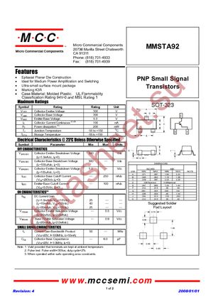 MMSTA92-TP datasheet  