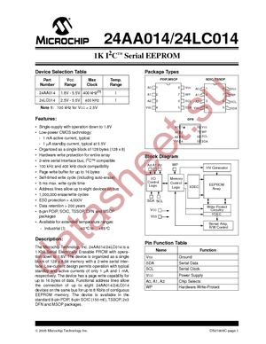 24AA014T-I/MC datasheet  