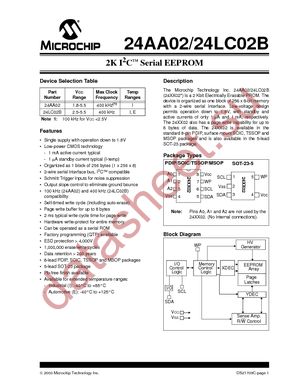 24AA02T-I/SN datasheet  