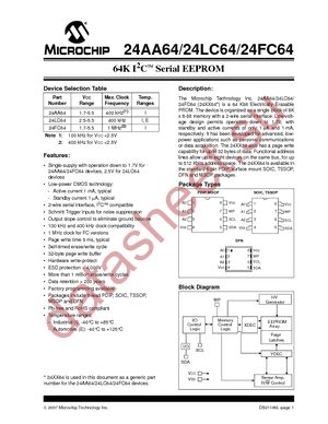 24AA64FT-I/MNY datasheet  