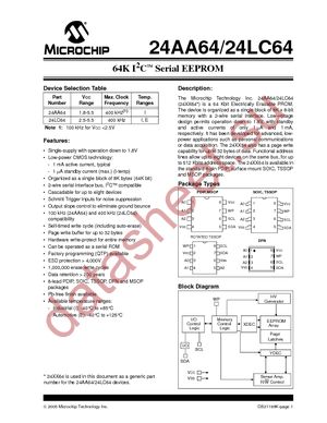 24AA64T-I/MC datasheet  